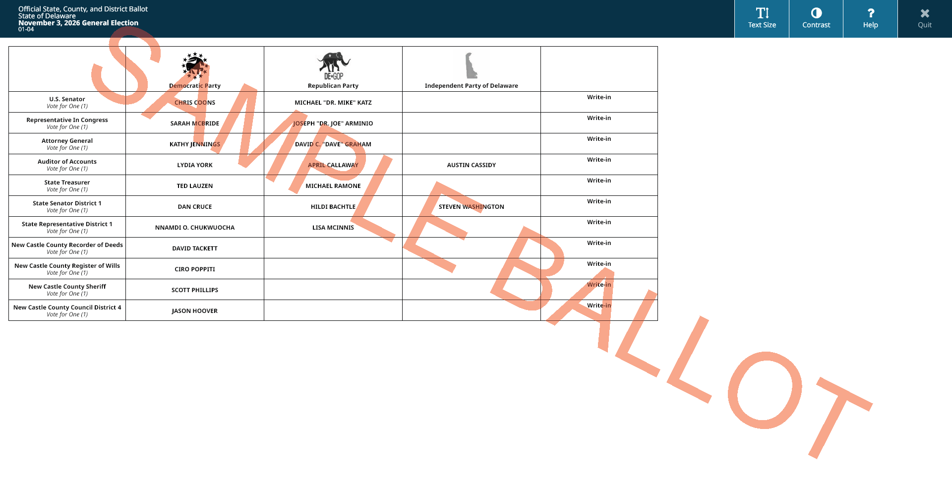sample ballot screen