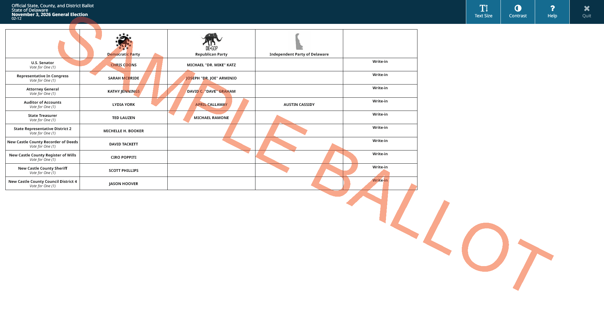 sample ballot screen