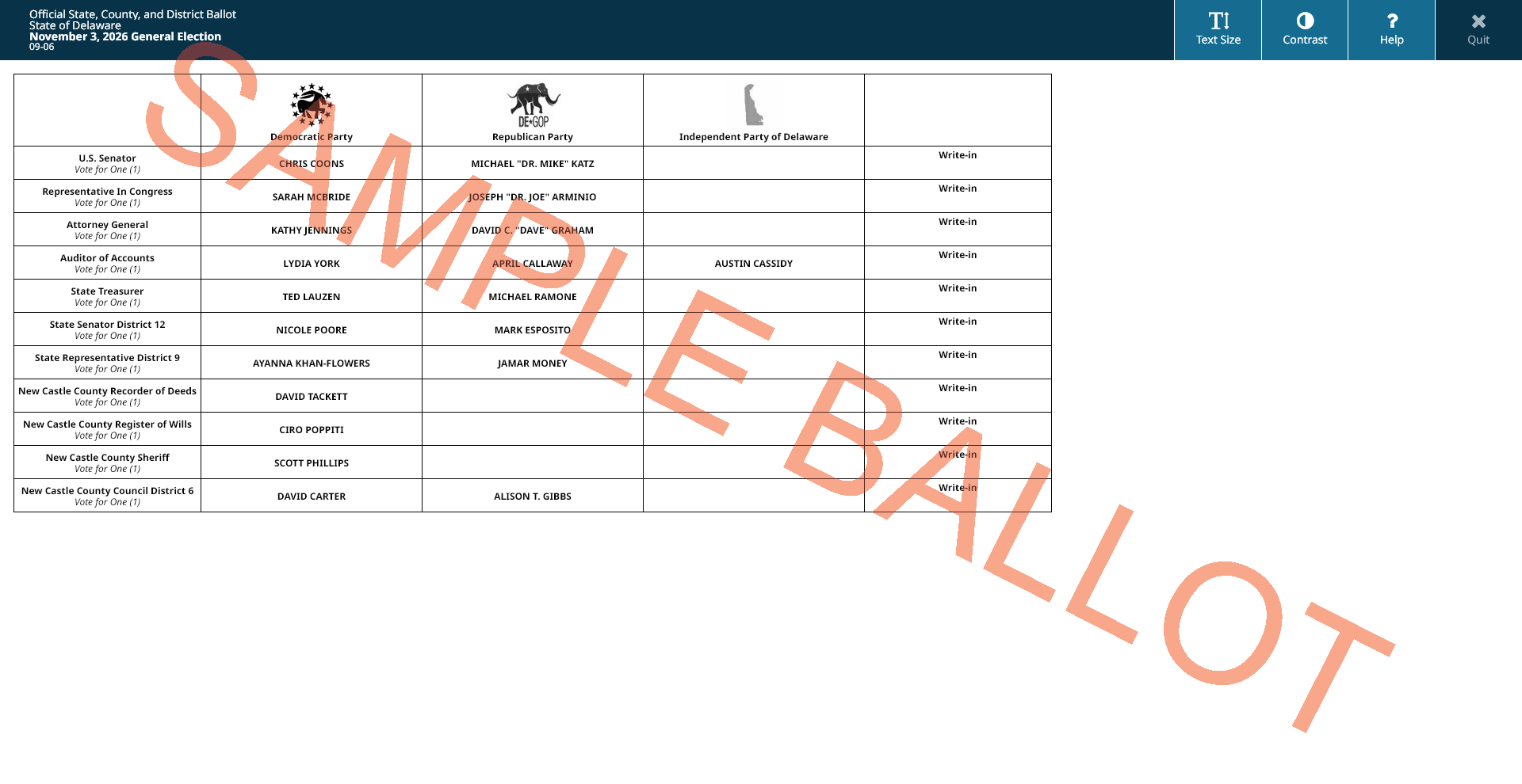 sample ballot screen