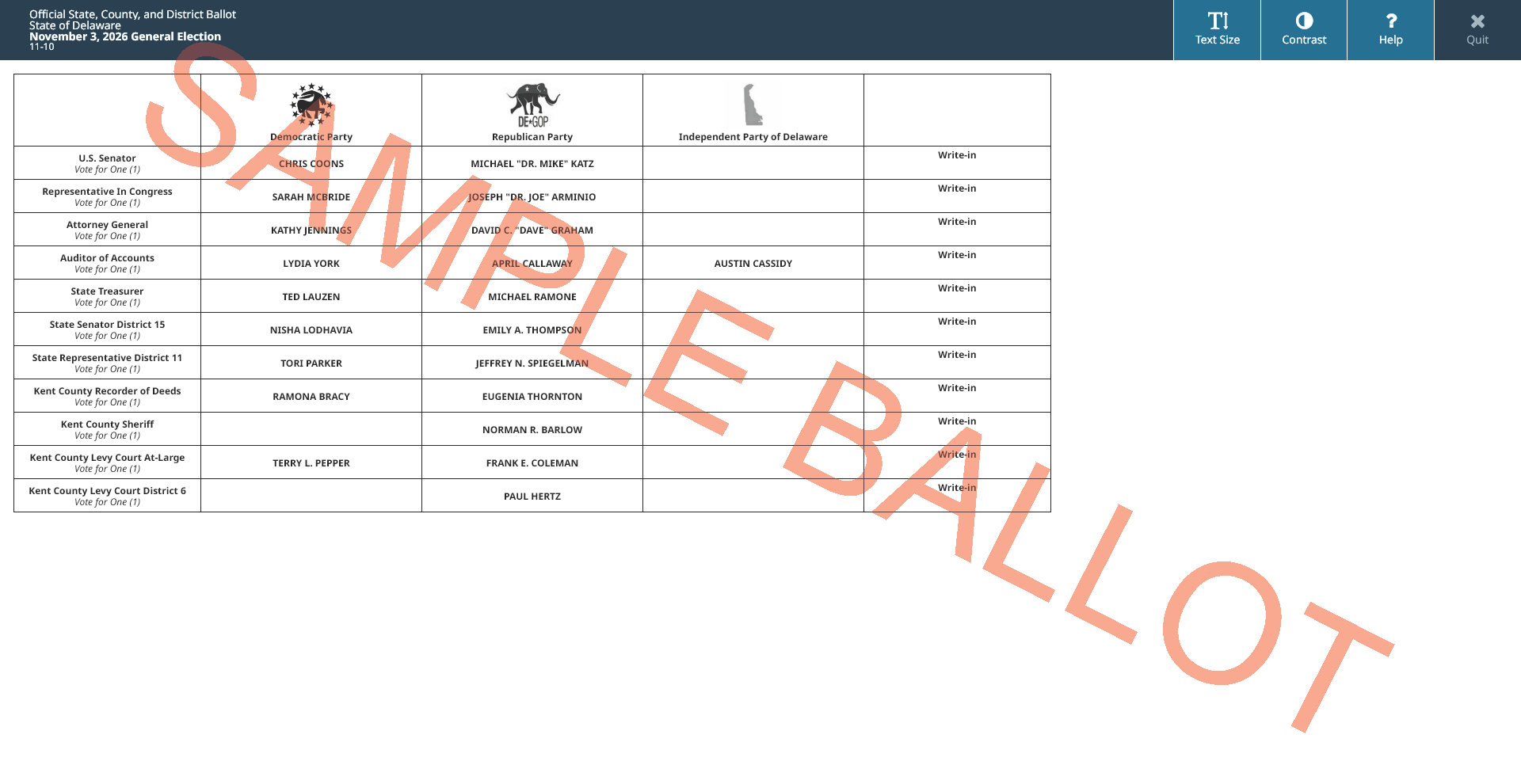 sample ballot screen