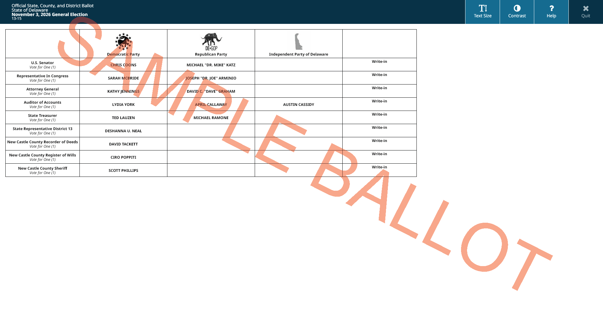 sample ballot screen