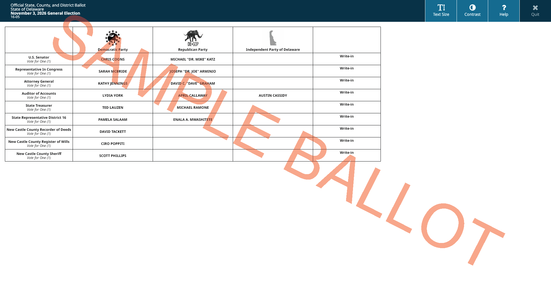sample ballot screen