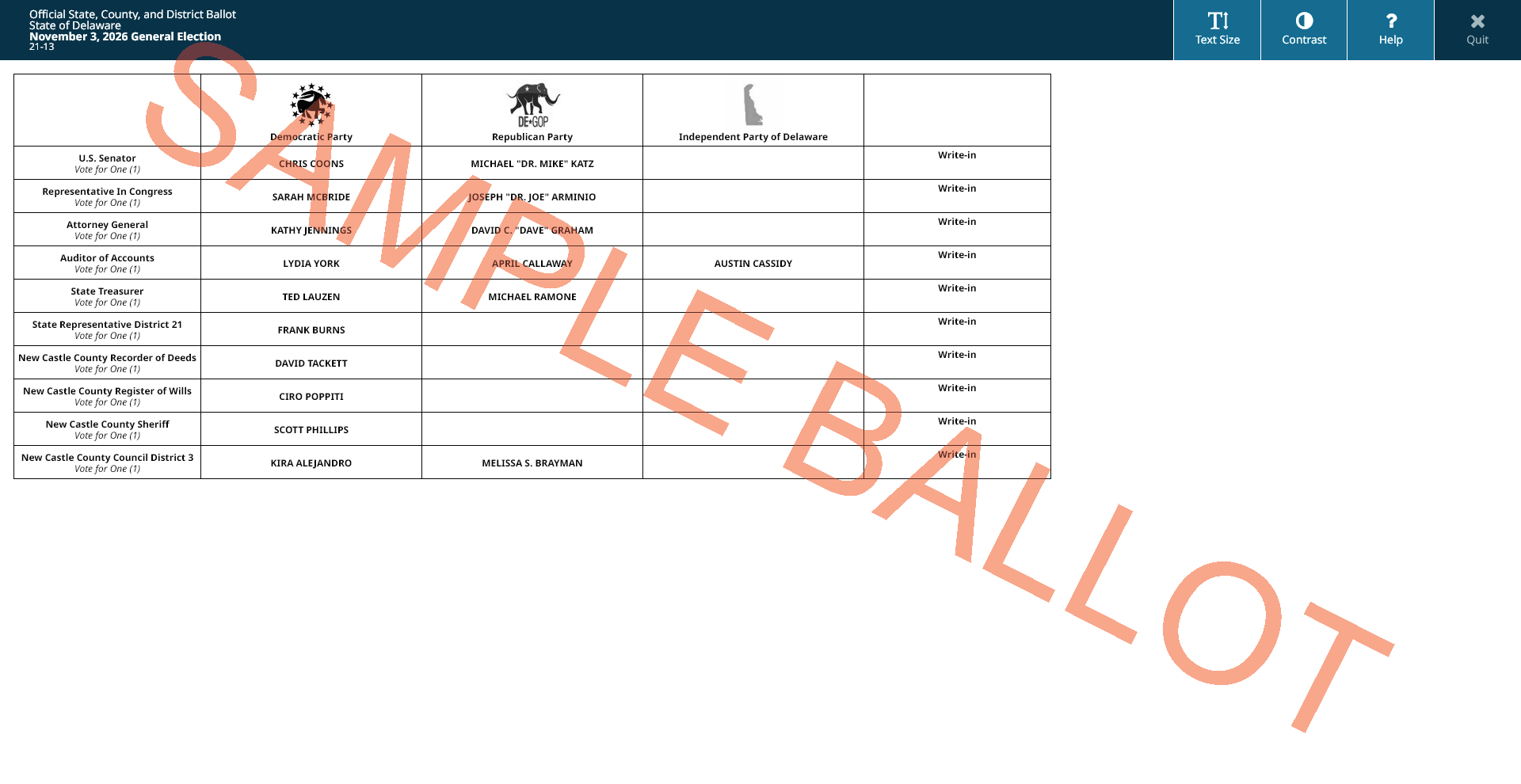sample ballot screen