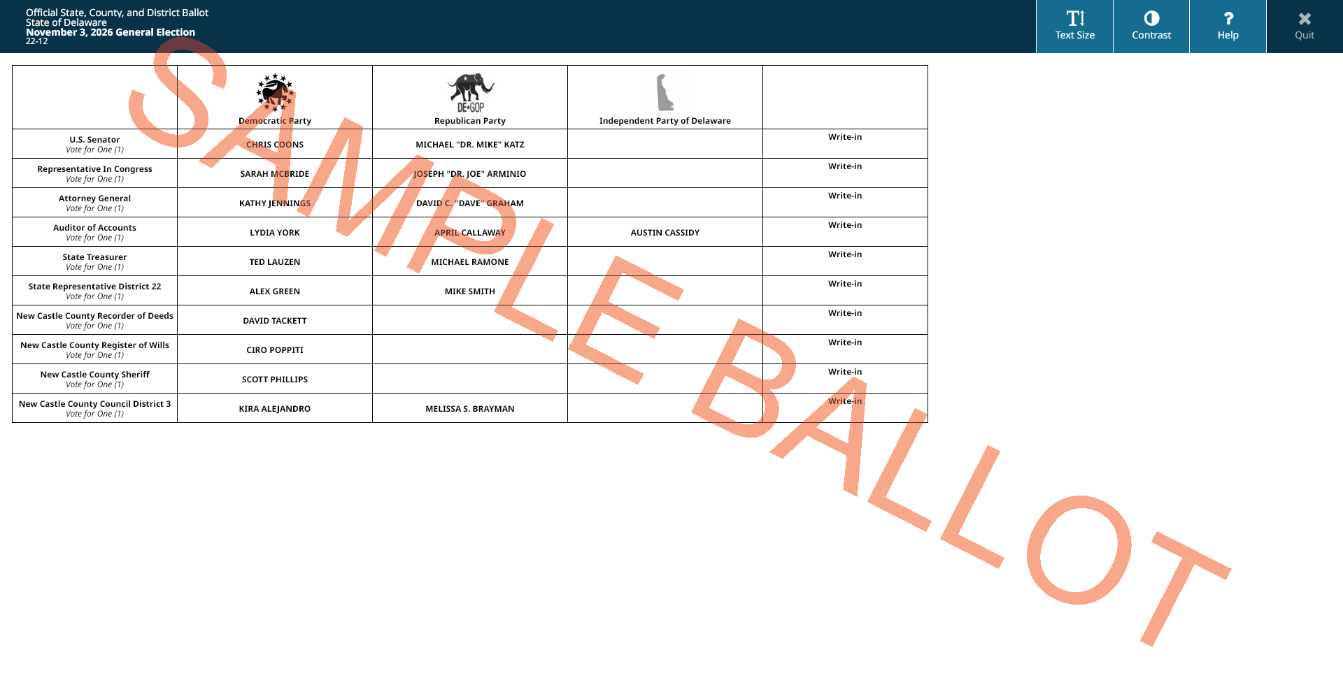 sample ballot screen