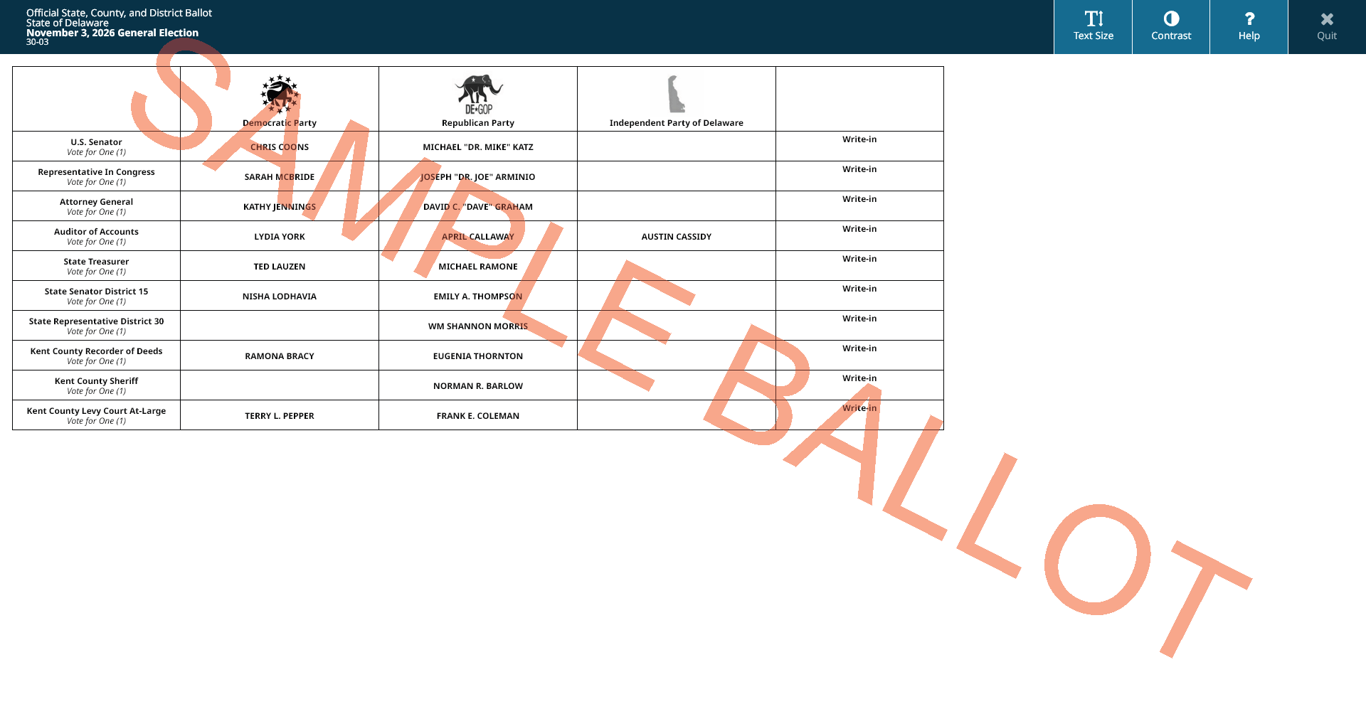 sample ballot screen