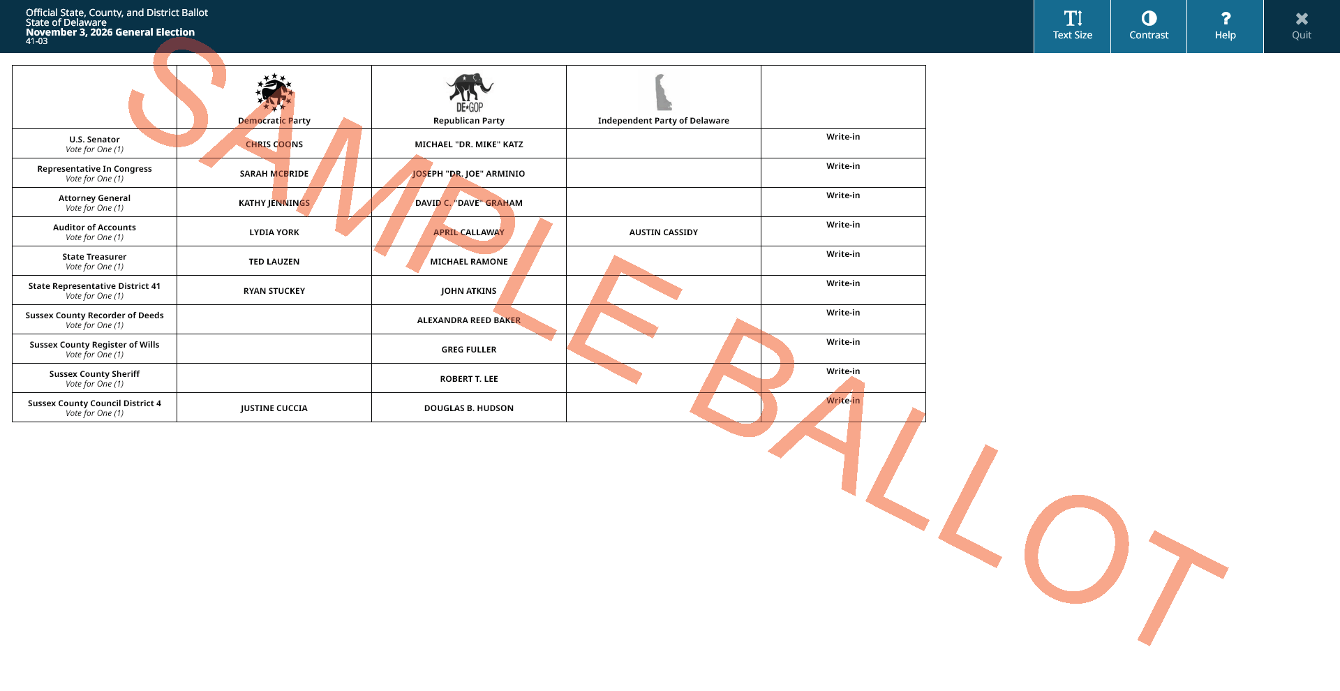 sample ballot screen