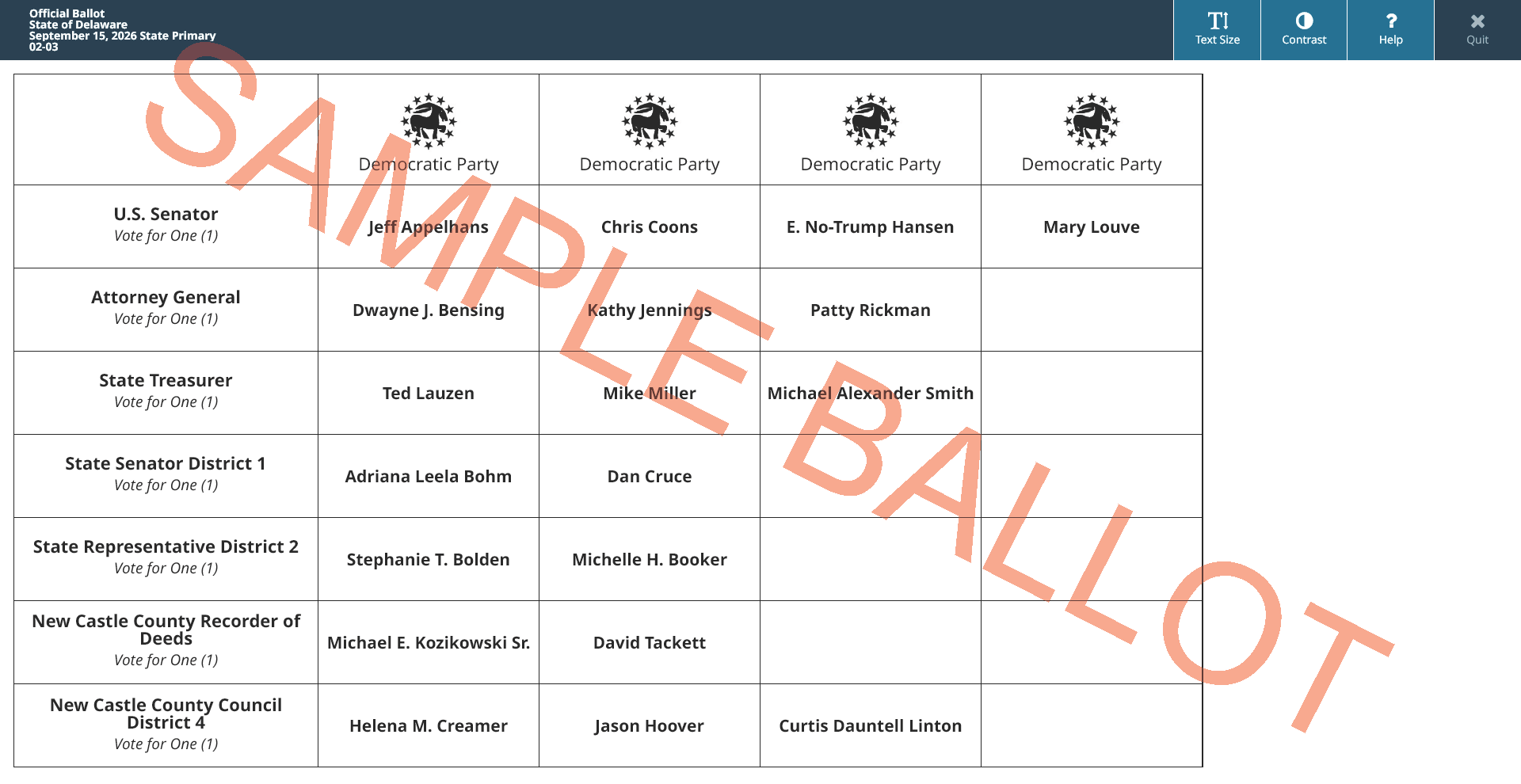 sample ballot screen