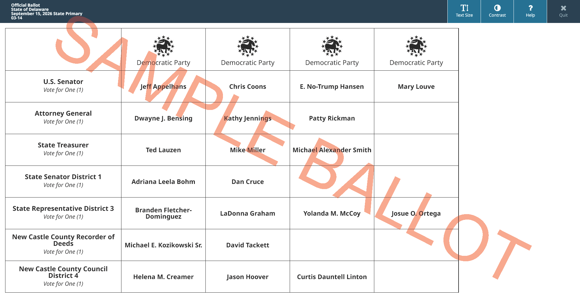 sample ballot screen