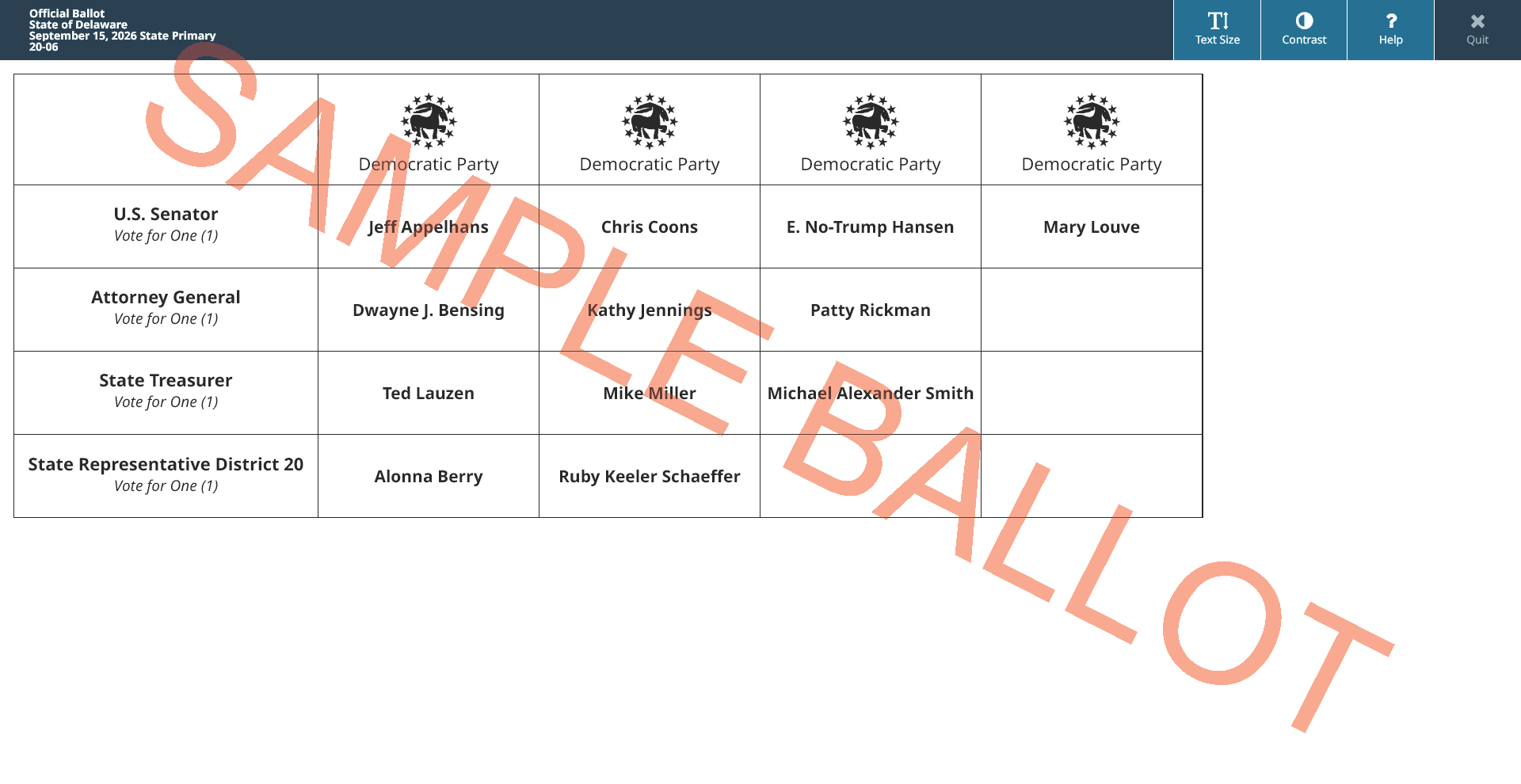 sample ballot screen