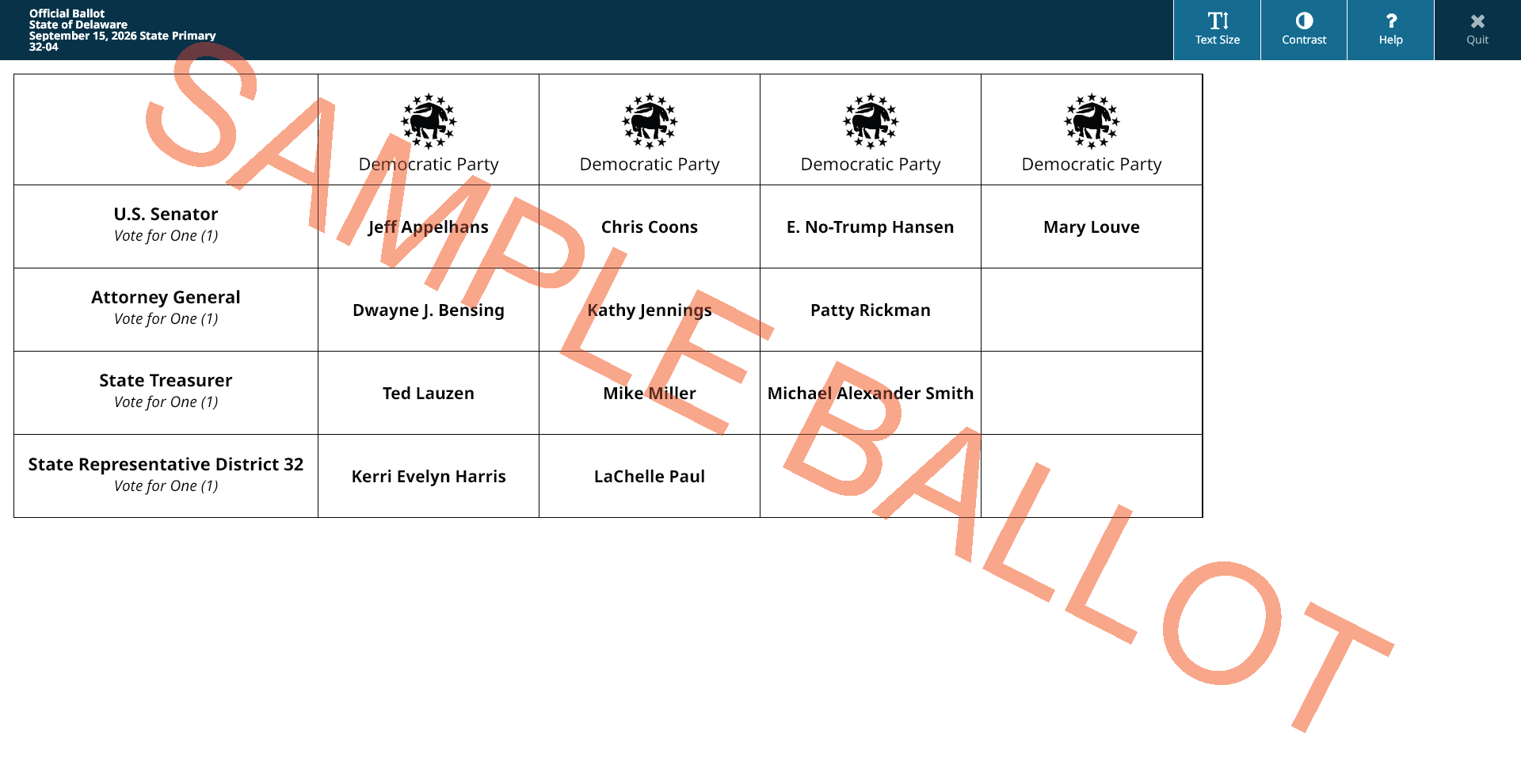 sample ballot screen