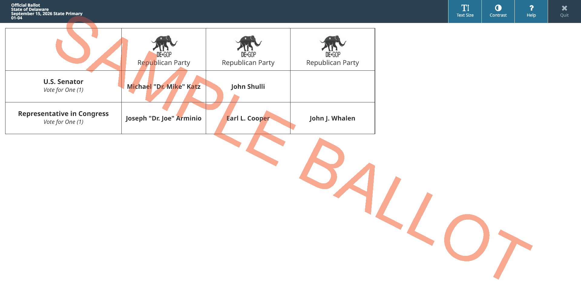 sample ballot screen