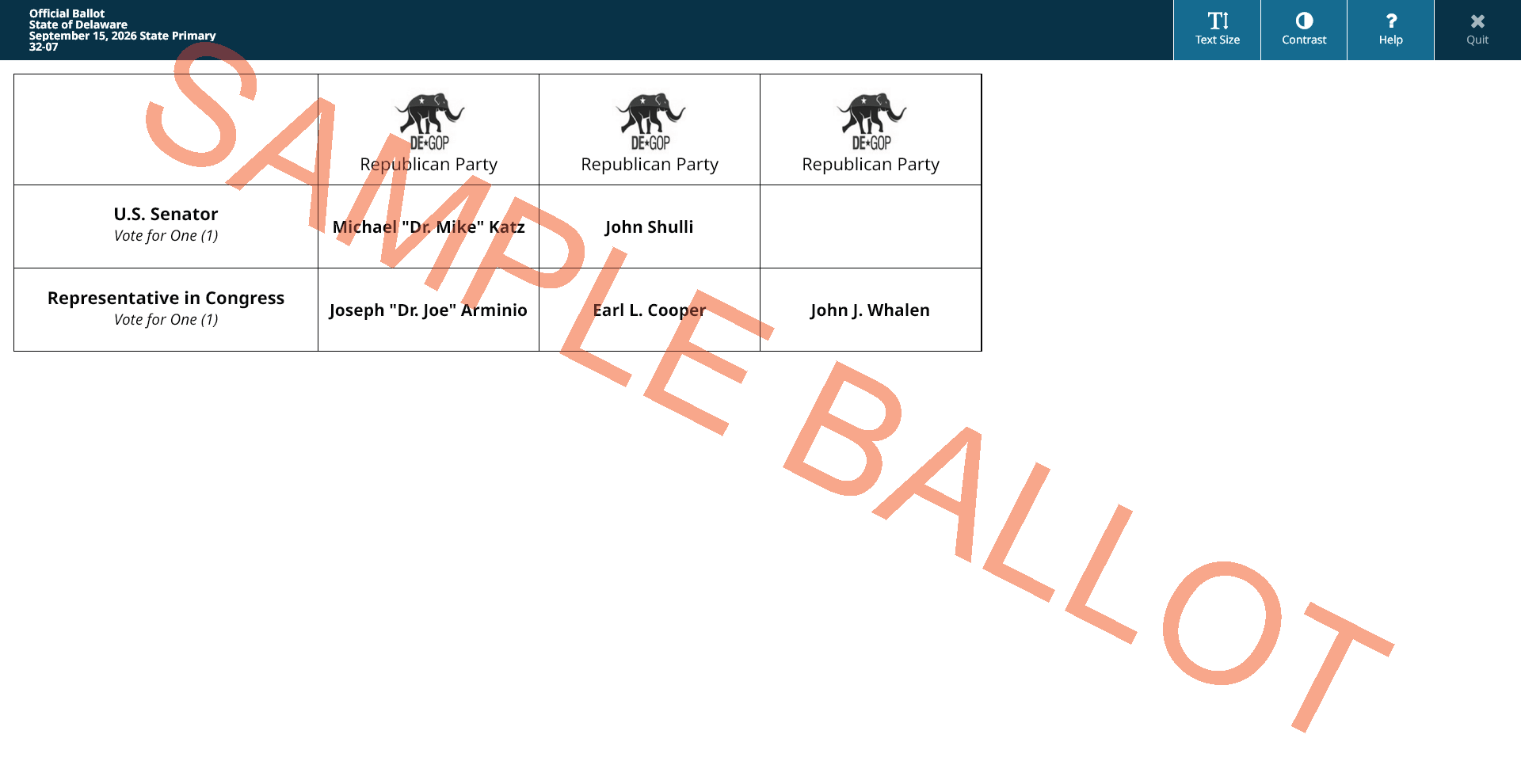sample ballot screen