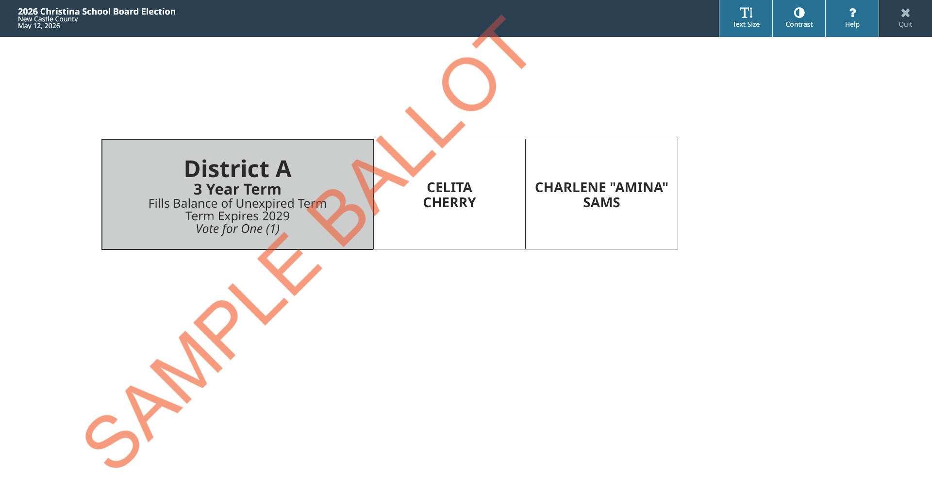 sample ballot screen