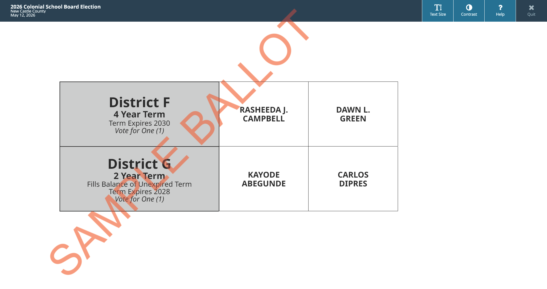 sample ballot screen